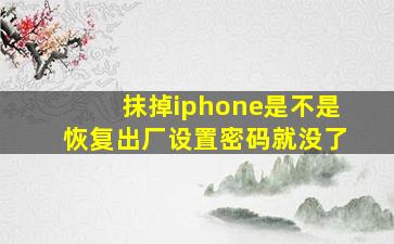 抹掉iphone是不是恢复出厂设置密码就没了