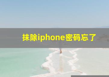 抹除iphone密码忘了