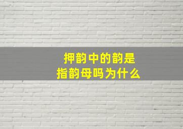 押韵中的韵是指韵母吗为什么