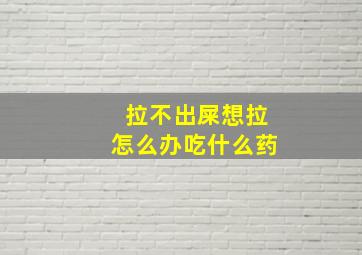 拉不出屎想拉怎么办吃什么药