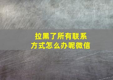 拉黑了所有联系方式怎么办呢微信