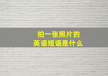 拍一张照片的英语短语是什么