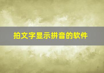 拍文字显示拼音的软件