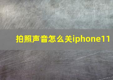 拍照声音怎么关iphone11