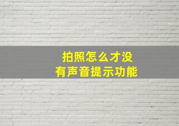 拍照怎么才没有声音提示功能