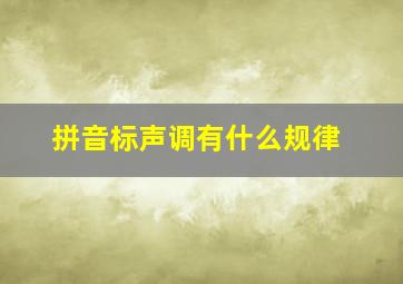 拼音标声调有什么规律