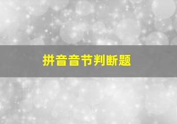 拼音音节判断题