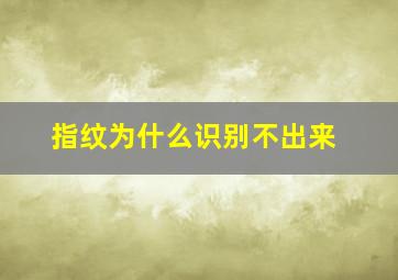 指纹为什么识别不出来