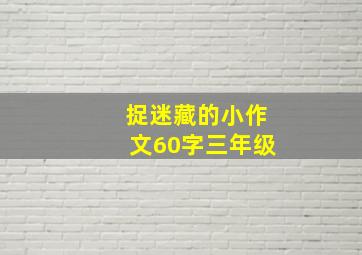 捉迷藏的小作文60字三年级