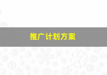 推广计划方案