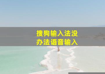 搜狗输入法没办法语音输入