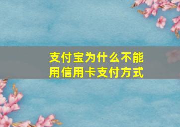 支付宝为什么不能用信用卡支付方式