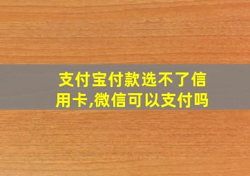 支付宝付款选不了信用卡,微信可以支付吗