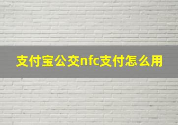 支付宝公交nfc支付怎么用