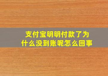 支付宝明明付款了为什么没到账呢怎么回事