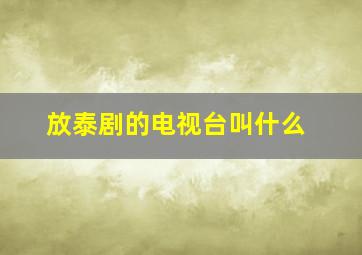 放泰剧的电视台叫什么