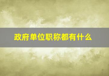 政府单位职称都有什么