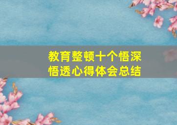 教育整顿十个悟深悟透心得体会总结