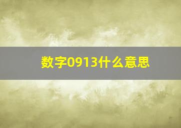 数字0913什么意思