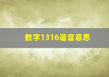 数字1316谐音意思