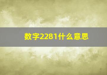 数字2281什么意思