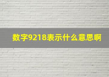 数字9218表示什么意思啊