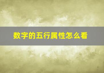 数字的五行属性怎么看