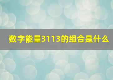 数字能量3113的组合是什么