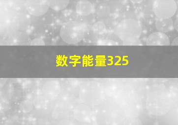 数字能量325