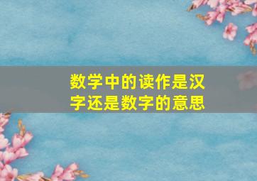 数学中的读作是汉字还是数字的意思