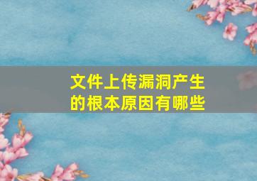 文件上传漏洞产生的根本原因有哪些