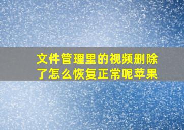 文件管理里的视频删除了怎么恢复正常呢苹果