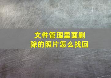 文件管理里面删除的照片怎么找回