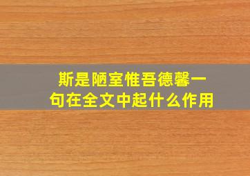 斯是陋室惟吾德馨一句在全文中起什么作用