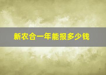 新农合一年能报多少钱