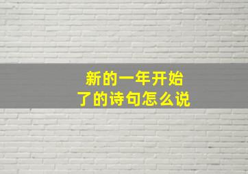 新的一年开始了的诗句怎么说