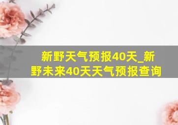 新野天气预报40天_新野未来40天天气预报查询