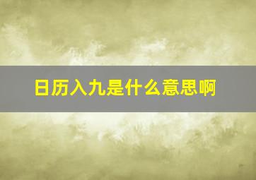 日历入九是什么意思啊