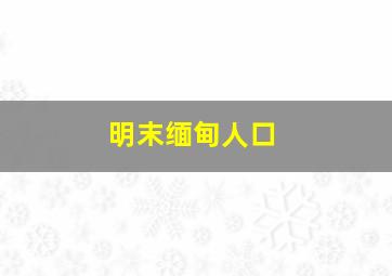 明末缅甸人口