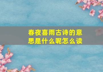 春夜喜雨古诗的意思是什么呢怎么读