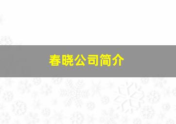 春晓公司简介