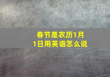 春节是农历1月1日用英语怎么说