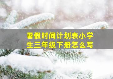 暑假时间计划表小学生三年级下册怎么写