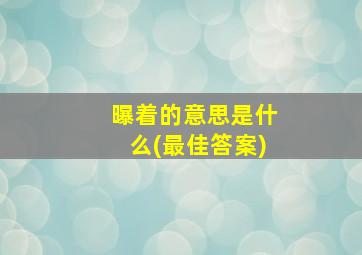 曝着的意思是什么(最佳答案)