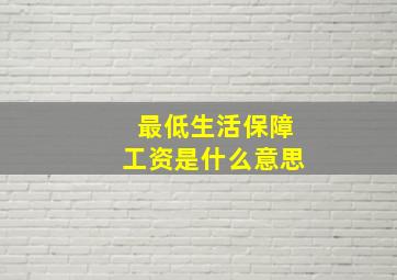 最低生活保障工资是什么意思