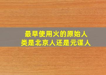 最早使用火的原始人类是北京人还是元谋人