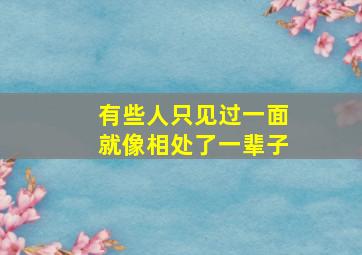 有些人只见过一面就像相处了一辈子