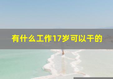 有什么工作17岁可以干的