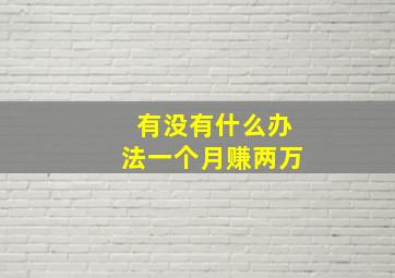 有没有什么办法一个月赚两万