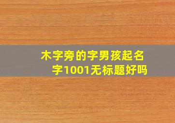 木字旁的字男孩起名字1001无标题好吗